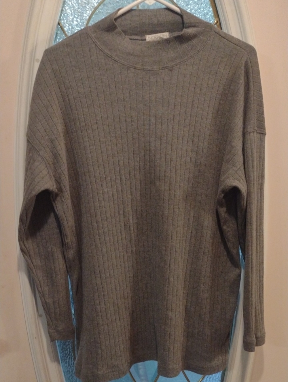 Unisex Gray Ribbed Long Sleeve Sweater